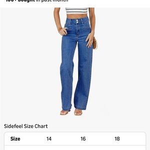 Sidefeel Stretchy Straight, Wide Leg Women's Jeans, Blue, New, Size 16, $19